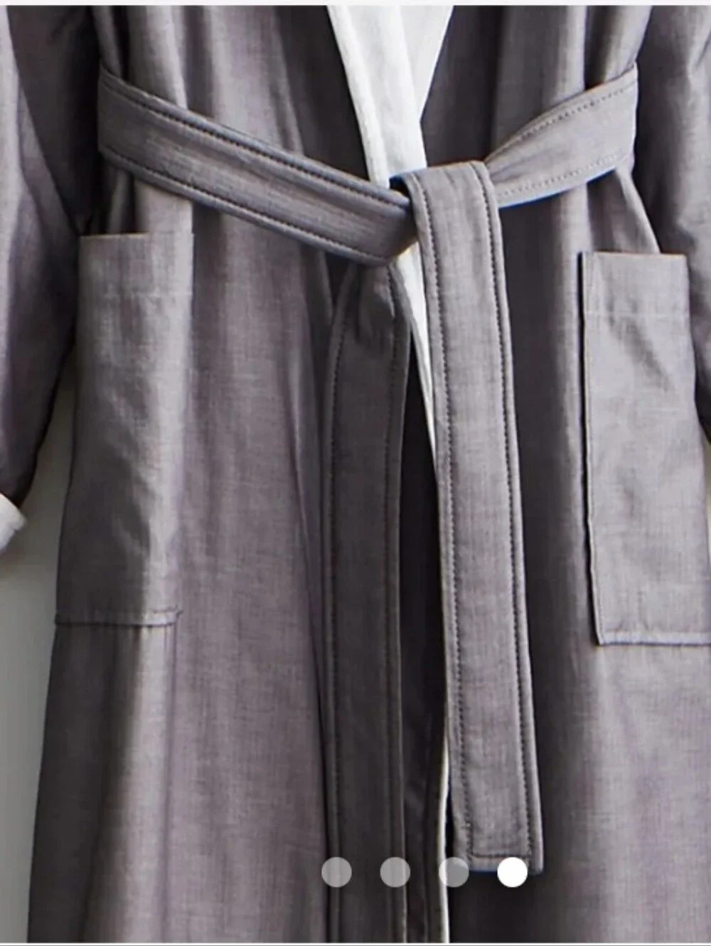 Frette Herringbone Shawl Collar Robe Grey Size L MISSING BELT